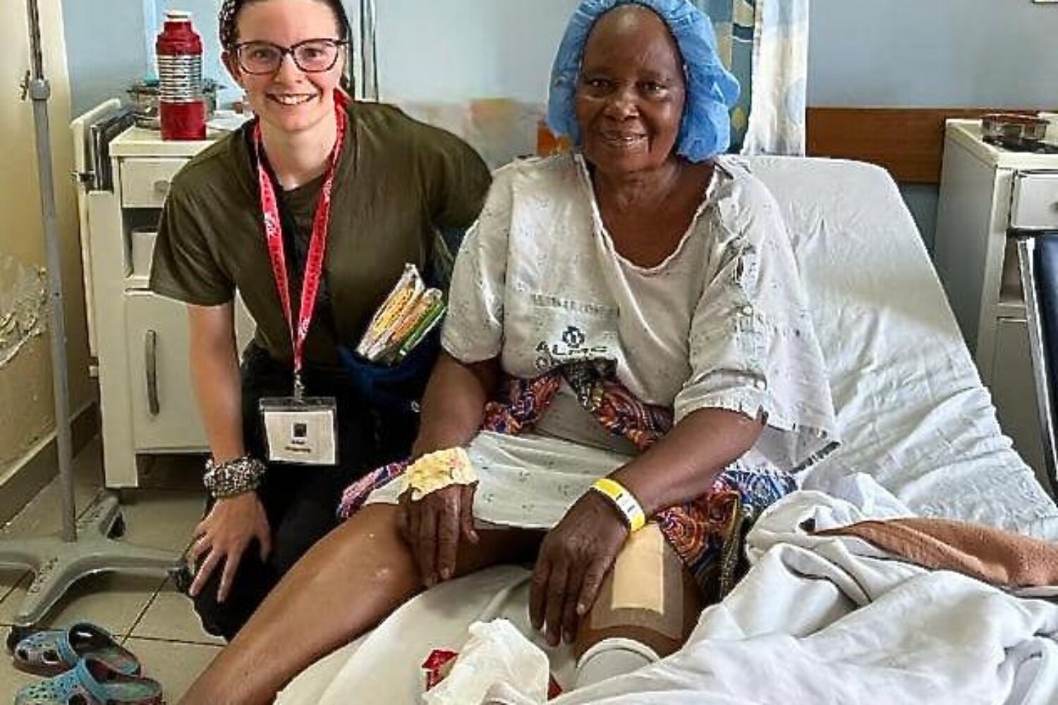 Elinor with a happy patient - Tanzania 2023