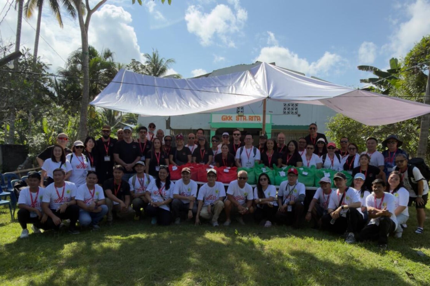 Operation Walk Los Angeles and St Elizabeth Hospital Team gather for earthquake relief outreach in Glan, Sarangani Province.