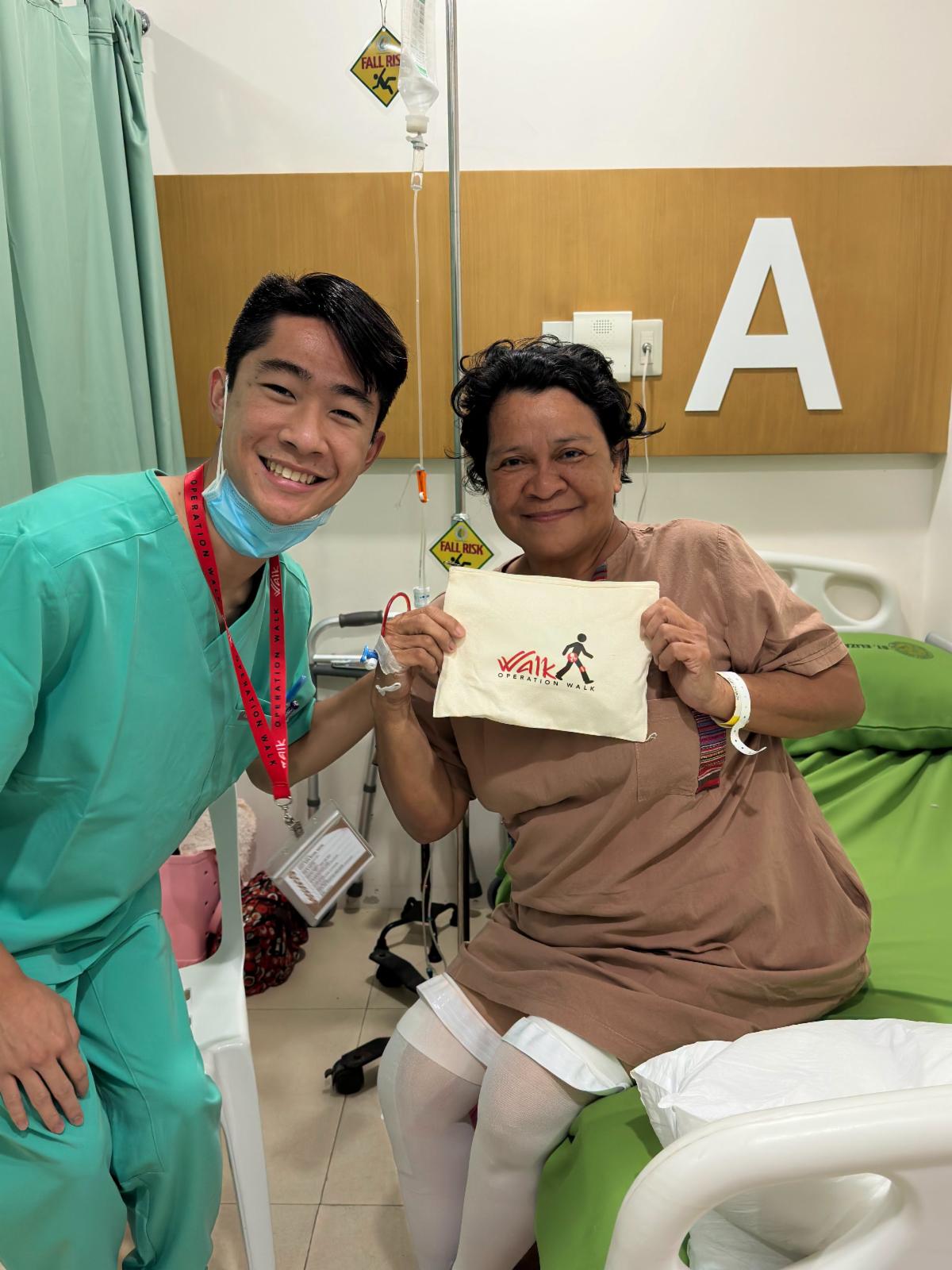 Zen Shimabukuro distributing post-op bag