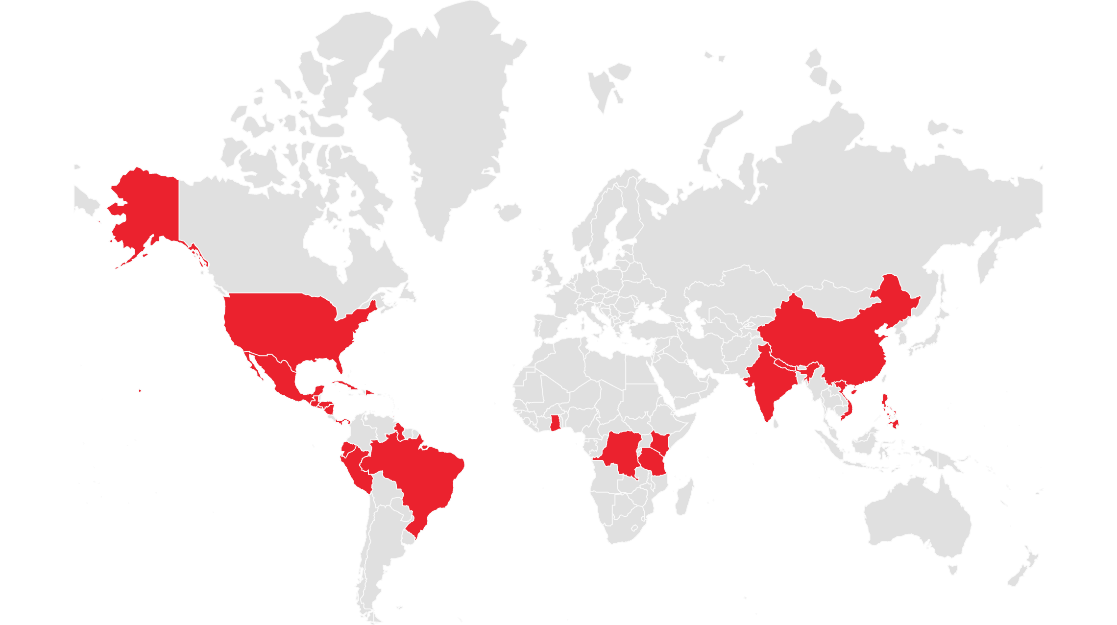 World map highlighting the countries Operation Walk has served